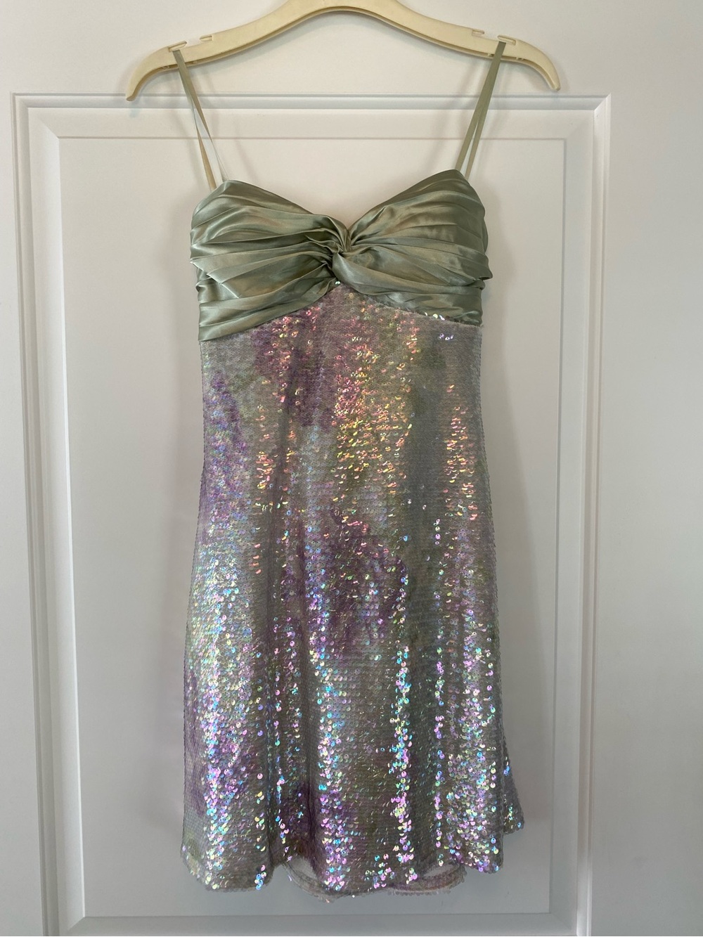 Windsor Hoco small Eloise floral sequin bow back a line mini dress NWT